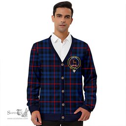 Scottish MacCorquodale Modern Clan Crest Tartan V neck Knitted Fleece Cardigans