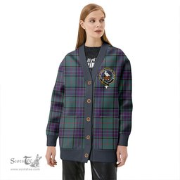 Scottish Lauder Weathered Clan Crest Tartan V neck Knitted Fleece Cardigans
