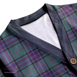 Scottish Lauder Weathered Clan Crest Tartan V neck Knitted Fleece Cardigans