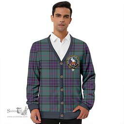 Scottish Lauder Weathered Clan Crest Tartan V neck Knitted Fleece Cardigans