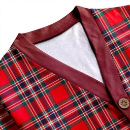Scottish MacFarlane Red Modern Clan Crest Tartan V neck Knitted Fleece Cardigans