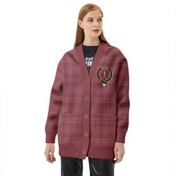 Scottish MacAlister Weathered Clan Crest Tartan V neck Knitted Fleece Cardigans