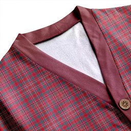 Scottish MacAlister Weathered Clan Crest Tartan V neck Knitted Fleece Cardigans