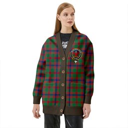 Scottish Logan Light Modern Clan Crest Tartan V neck Knitted Fleece Cardigans