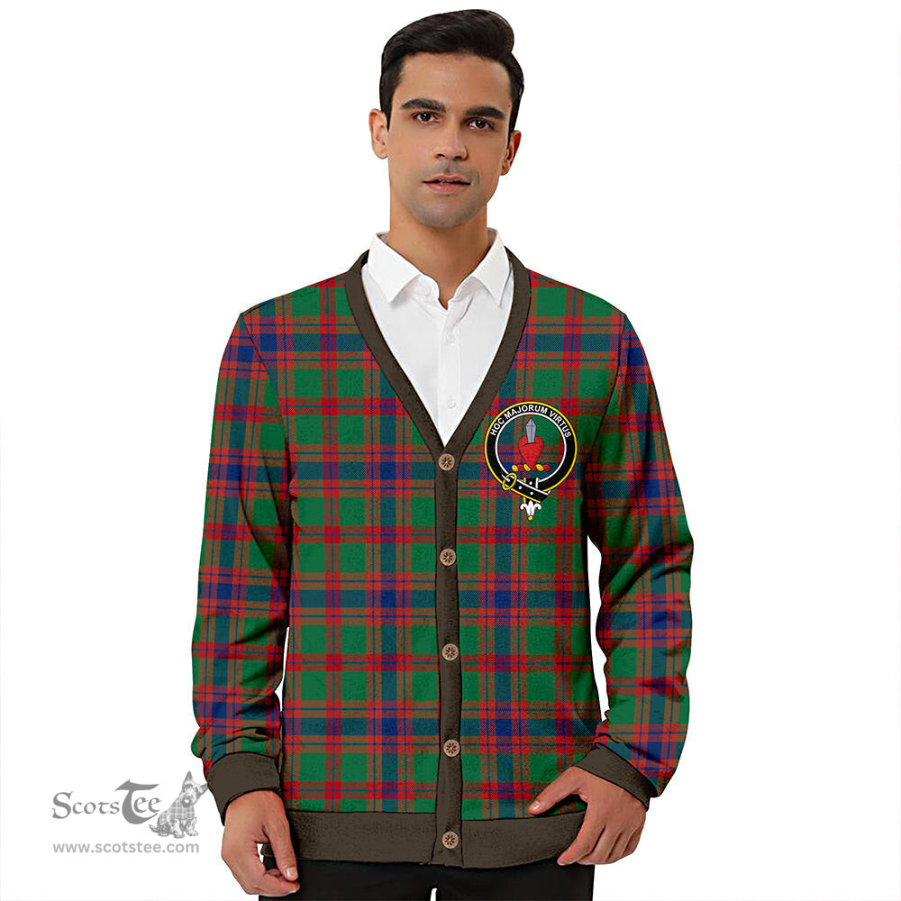 Scottish Logan Light Modern Clan Crest Tartan V neck Knitted Fleece Cardigans
