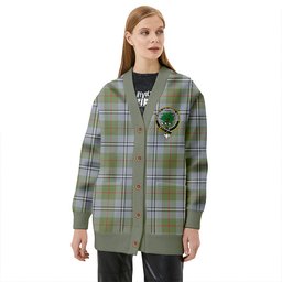 Scottish Irvine of Glentulchan Weathered Clan Crest Tartan V neck Knitted Fleece Cardigans