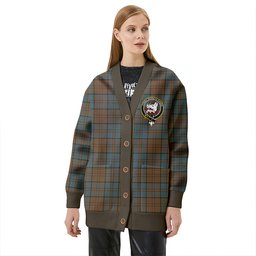 Scottish Lockhart Weathered Clan Crest Tartan V neck Knitted Fleece Cardigans