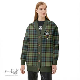 Scottish MacIsaac Weathered Clan Crest Tartan V neck Knitted Fleece Cardigans
