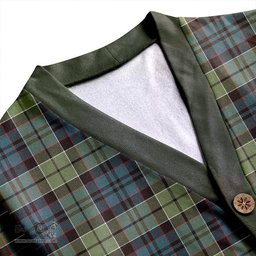 Scottish MacIsaac Weathered Clan Crest Tartan V neck Knitted Fleece Cardigans