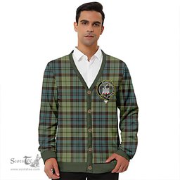 Scottish MacIsaac Weathered Clan Crest Tartan V neck Knitted Fleece Cardigans