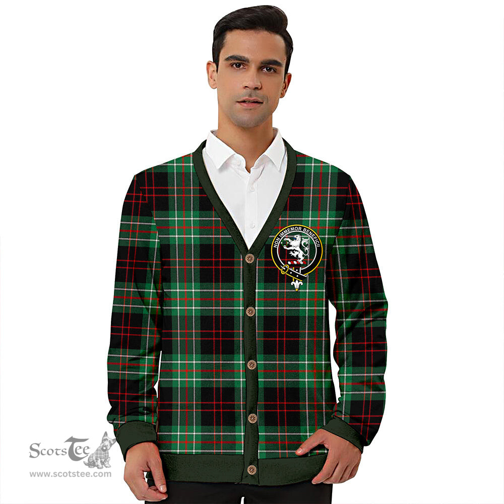 Scottish MacDiarmid Modern Clan Crest Tartan V neck Knitted Fleece Cardigans