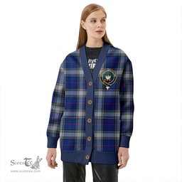 Scottish Kinnaird Modern Clan Crest Tartan V neck Knitted Fleece Cardigans
