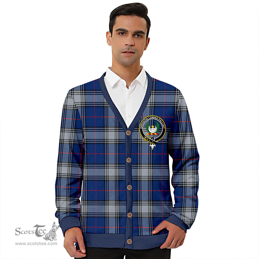 Scottish Kinnaird Modern Clan Crest Tartan V neck Knitted Fleece Cardigans