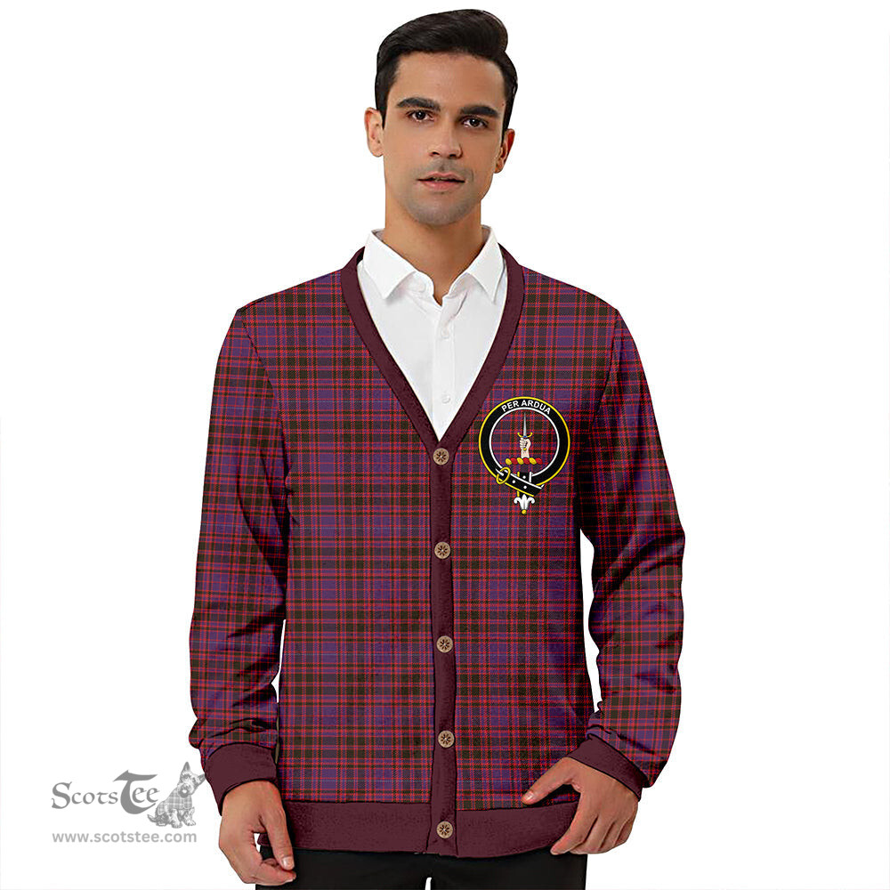 Scottish MacIntyre of Littleport Weathered Clan Crest Tartan V neck Knitted Fleece Cardigans