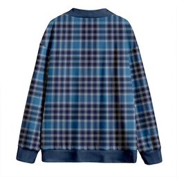 Scottish MacDonald Lord of the Isles Hunting Blue (Donald Lord of the Isles Hunting Blue) Modern Clan Crest Tartan V neck Knitted Fleece Cardigans