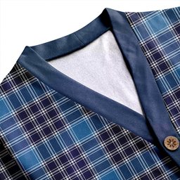 Scottish MacDonald Lord of the Isles Hunting Blue (Donald Lord of the Isles Hunting Blue) Modern Clan Crest Tartan V neck Knitted Fleece Cardigans