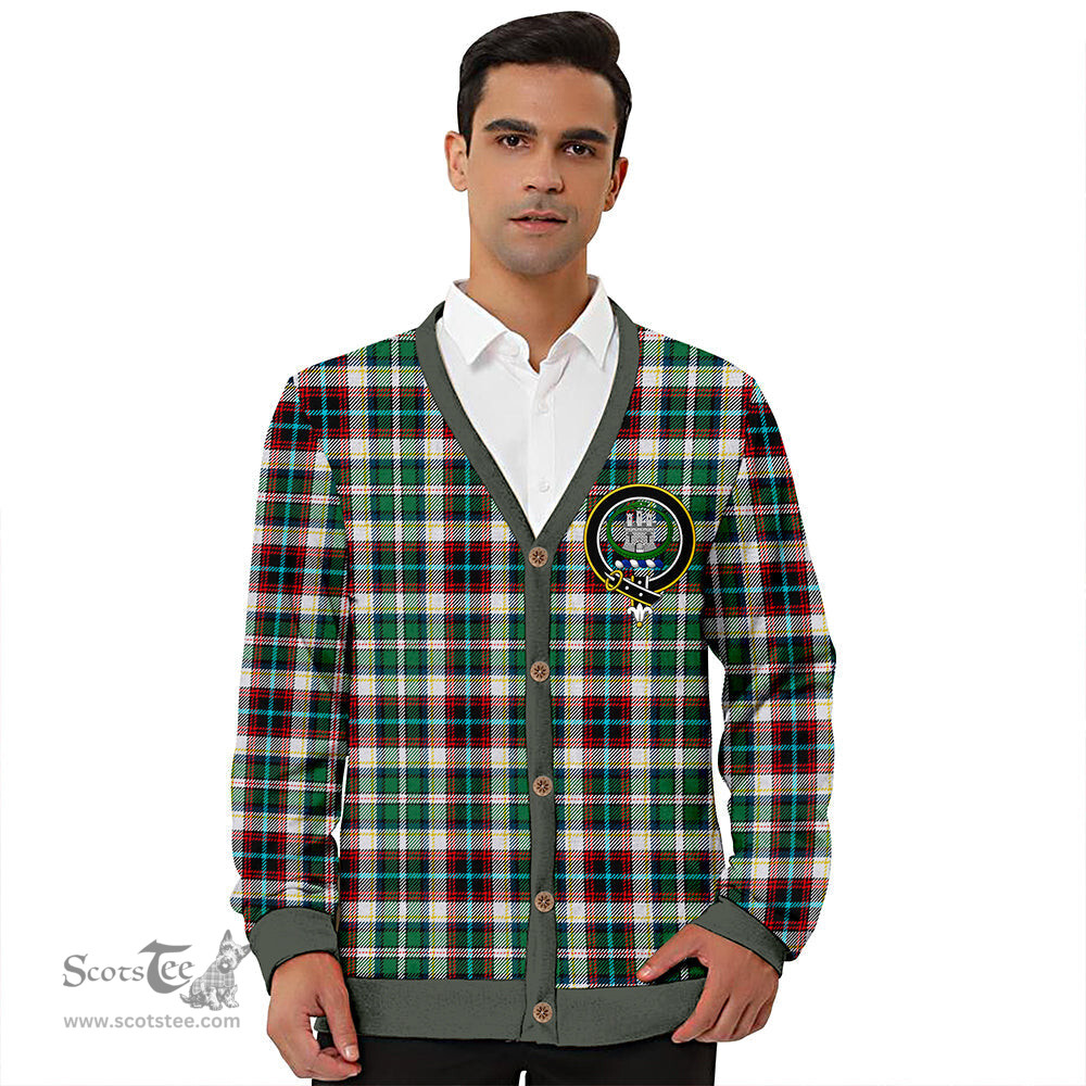 Scottish Innes of Cowie Ancient Clan Crest Tartan V neck Knitted Fleece Cardigans