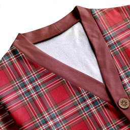 Scottish MacFarlane Red Weathered Clan Crest Tartan V neck Knitted Fleece Cardigans