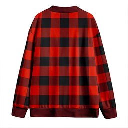 Scottish MacGregor Rob Roy (Gregor Red & Black) Ancient Clan Crest Tartan V neck Knitted Fleece Cardigans