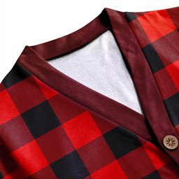 Scottish MacGregor Rob Roy (Gregor Red & Black) Ancient Clan Crest Tartan V neck Knitted Fleece Cardigans