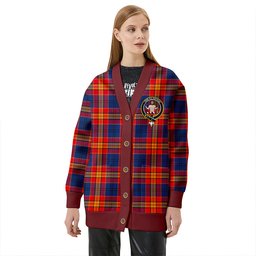 Scottish MacGurk Modern Clan Crest Tartan V neck Knitted Fleece Cardigans