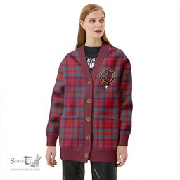 Scottish MacBean of Tomatin (MacBain of Tomatin) Weathered Clan Crest Tartan V neck Knitted Fleece Cardigans