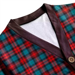 Scottish MacLachlan Ancient Clan Crest Tartan V neck Knitted Fleece Cardigans