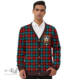 Scottish MacLachlan Ancient Clan Crest Tartan V neck Knitted Fleece Cardigans