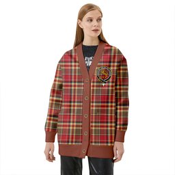 Scottish MacGlashan Weathered Clan Crest Tartan V neck Knitted Fleece Cardigans