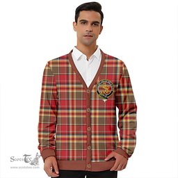Scottish MacGlashan Weathered Clan Crest Tartan V neck Knitted Fleece Cardigans