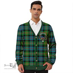 Scottish MacDonell of Glengarry Ancient Clan Crest Tartan V neck Knitted Fleece Cardigans