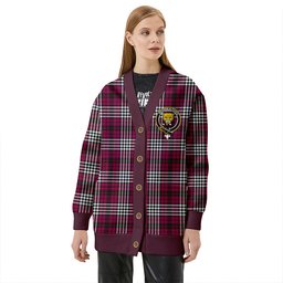Scottish Little of Morton Rigg Modern Clan Crest Tartan V neck Knitted Fleece Cardigans