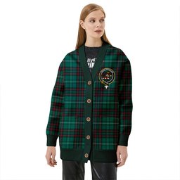 Scottish MacAulay of Lewis Modern Clan Crest Tartan V neck Knitted Fleece Cardigans