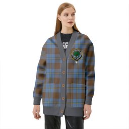 Scottish Irvine of Bonshaw Weathered Clan Crest Tartan V neck Knitted Fleece Cardigans