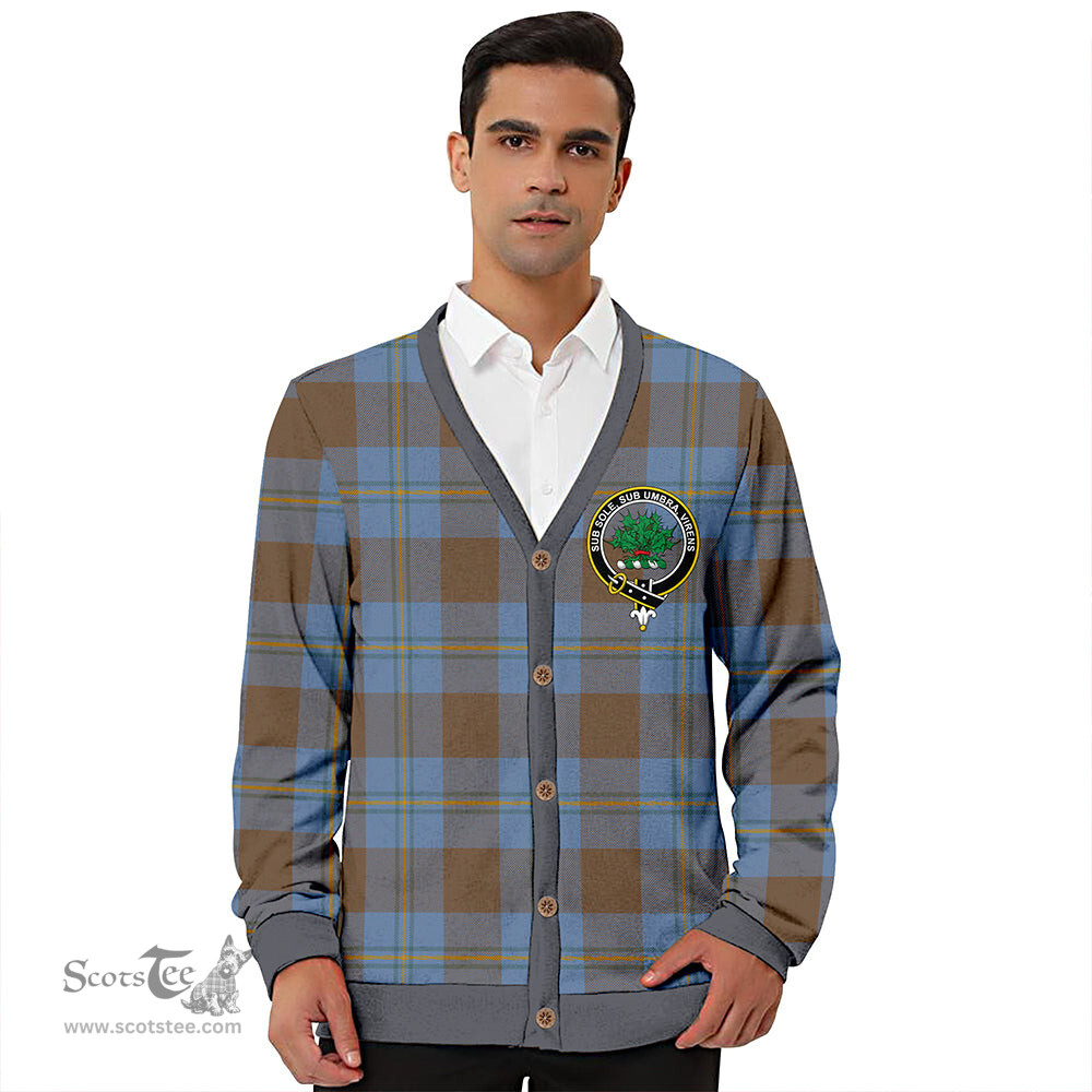 Scottish Irvine of Bonshaw Weathered Clan Crest Tartan V neck Knitted Fleece Cardigans