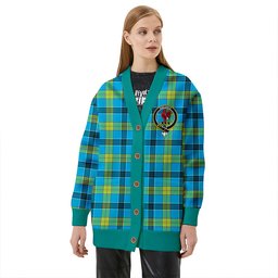 Scottish Laing (Lang) Modern Clan Crest Tartan V neck Knitted Fleece Cardigans