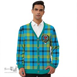 Scottish Laing (Lang) Modern Clan Crest Tartan V neck Knitted Fleece Cardigans