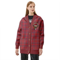 Scottish MacDonald of Staffa (Donald of Staffa) Weathered Clan Crest Tartan V neck Knitted Fleece Cardigans