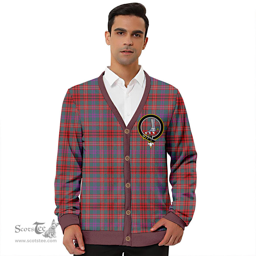 Scottish MacCall Weathered Clan Crest Tartan V neck Knitted Fleece Cardigans
