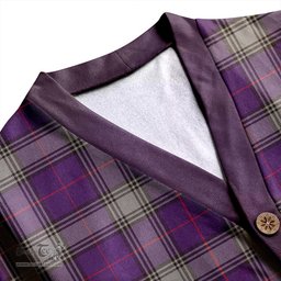 Scottish Kinnaird Weathered Clan Crest Tartan V neck Knitted Fleece Cardigans