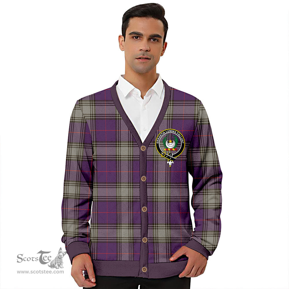Scottish Kinnaird Weathered Clan Crest Tartan V neck Knitted Fleece Cardigans