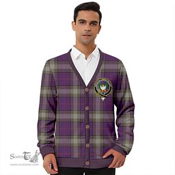 Scottish Kinnaird Weathered Clan Crest Tartan V neck Knitted Fleece Cardigans