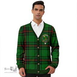 Scottish Kinloch Clan Crest Tartan V neck Knitted Fleece Cardigans