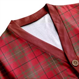 Scottish MacAulay Weathered Clan Crest Tartan V neck Knitted Fleece Cardigans