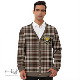 Scottish Little Arisaid Weathered Clan Crest Tartan V neck Knitted Fleece Cardigans
