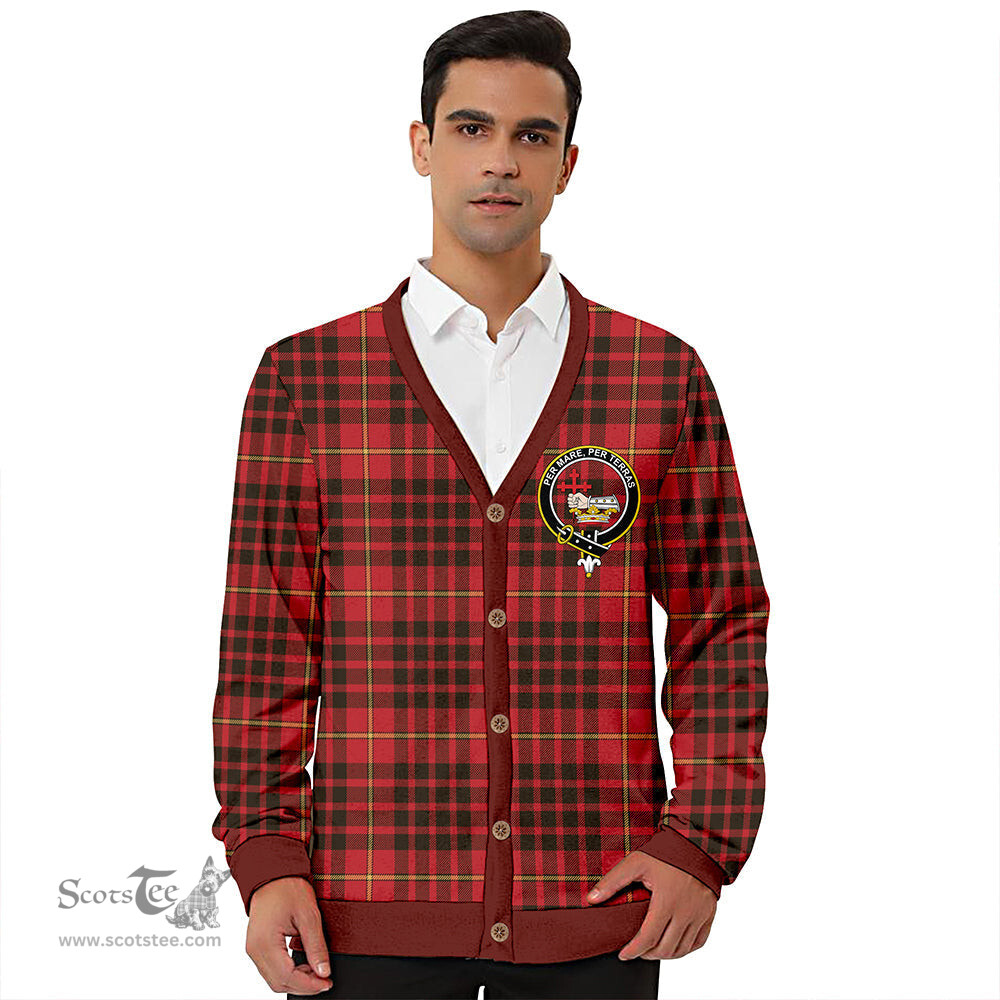 Scottish MacDonald of Ardnamurchan (Donald of Ardnamurchan) Weathered Clan Crest Tartan V neck Knitted Fleece Cardigans