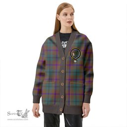 Scottish Laurie Weathered Clan Crest Tartan V neck Knitted Fleece Cardigans