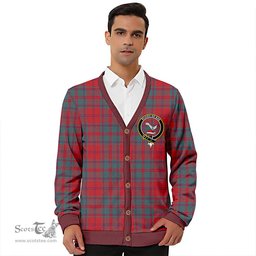 Scottish MacDougall (Clans Originaux) Weathered Clan Crest Tartan V neck Knitted Fleece Cardigans