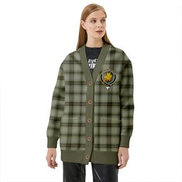 Scottish MacIver Weathered Clan Crest Tartan V neck Knitted Fleece Cardigans