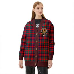 Scottish MacGowan (Gow) Modern Clan Crest Tartan V neck Knitted Fleece Cardigans